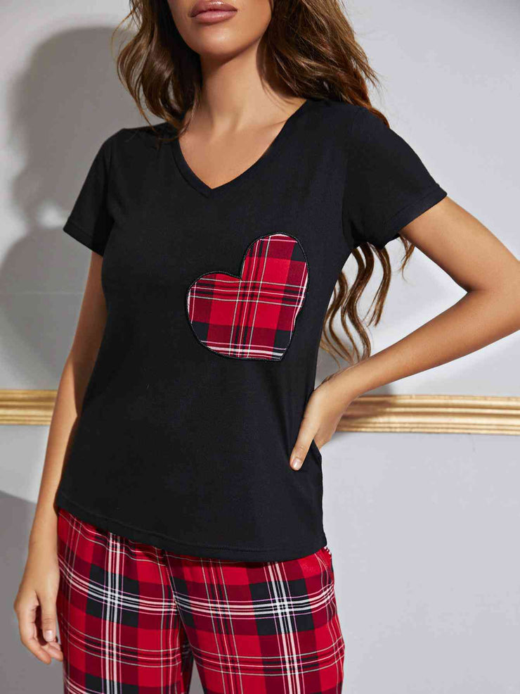 Heart and Plaid Pants Lounge Set