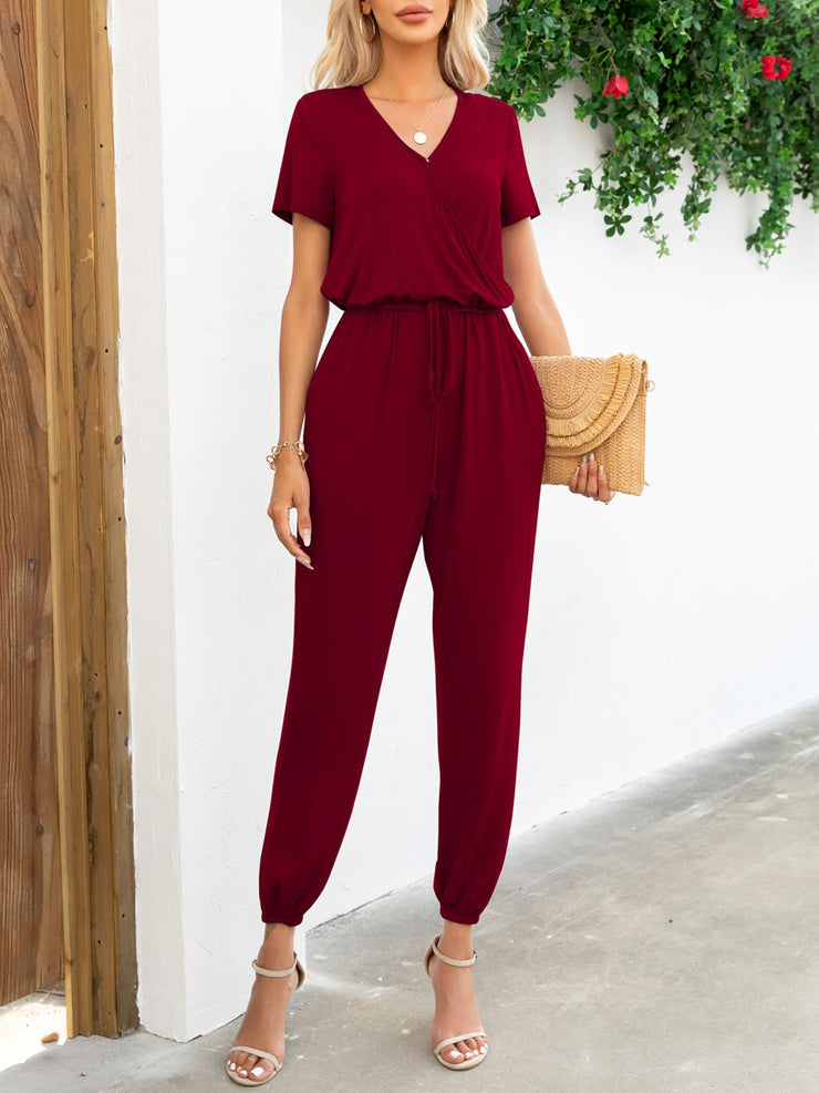 V-Neck Jumpsuit with Pockets