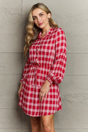 Plaid Mini Shirt Dress