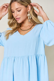 Balloon Sleeve Tiered Dress