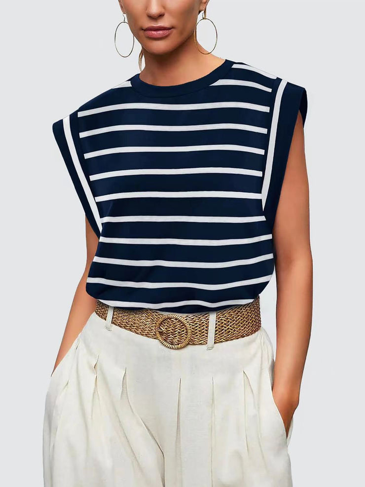 Striped Cap Sleeve T-Shirt