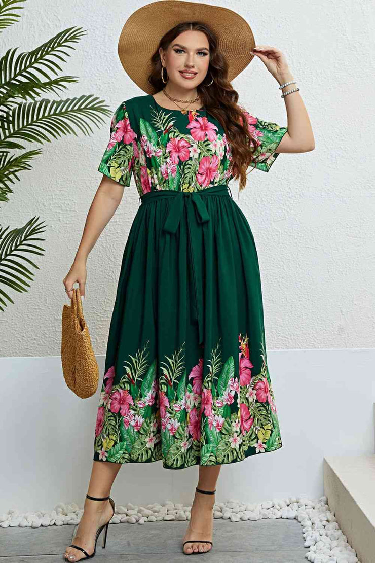 Women’s Plus Floral Green  Dress