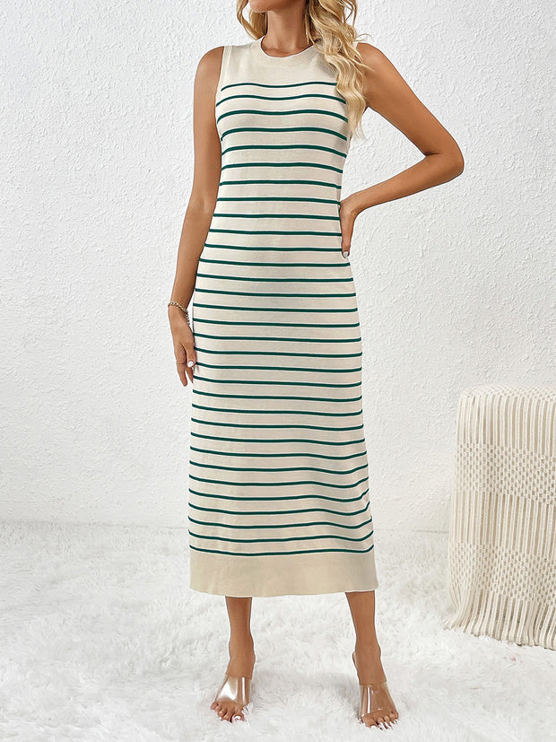 Knit Striped Midi Dress