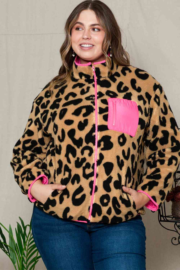 Plus Size Leopard Print Jacket