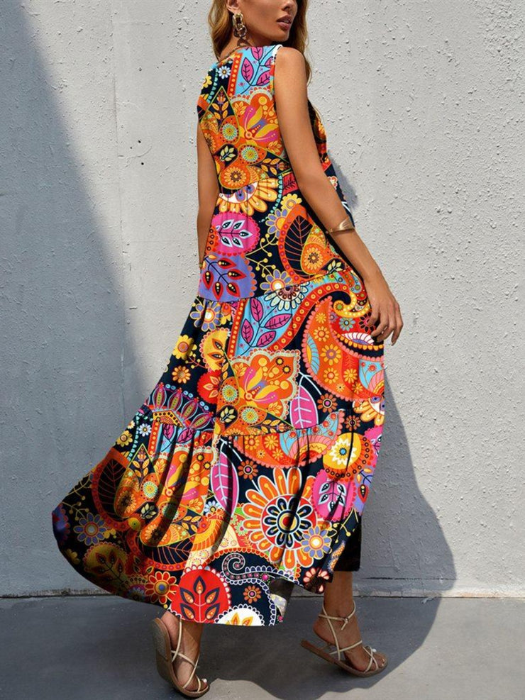 Tiered Printed Maxi  Dress
