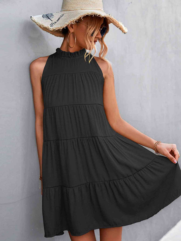 Tie Back Tiered Mini Dress