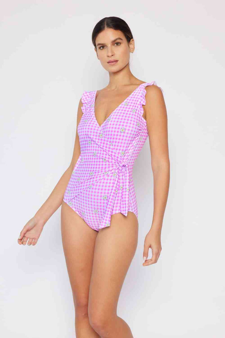 Wrap Pink One Piece Swimsuit