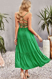 Smocked Laced Back Maxi Dress