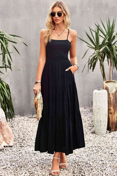 Smocked Laced Back Maxi Dress