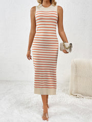 Knit Striped Midi Dress