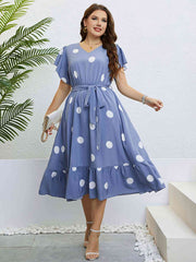 Periwinkle Polka Dot Midi Dress