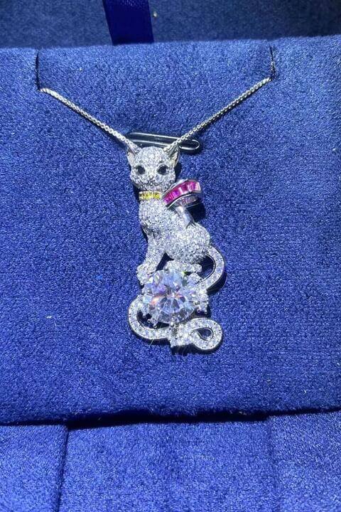 THE AMY 2 Carat Moissanite Cat Lover Necklace