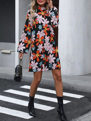 Floral Balloon Sleeve Dress