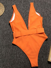 Belted One-Piece Swimwear