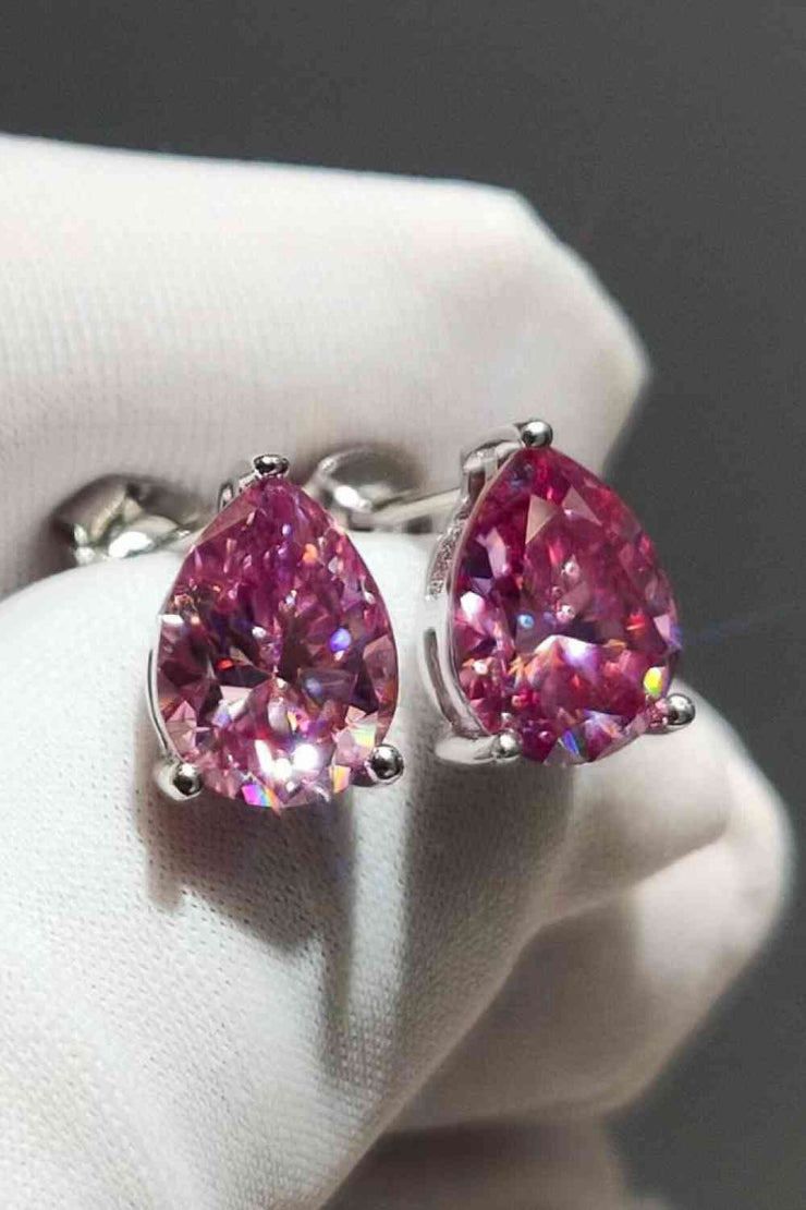 THE ROSE pink 2 Carat Teardrop Moissanite Stud Earrings