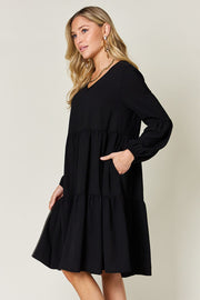 Balloon Sleeve Tiered Dress