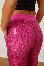 Sequin Drawstring Pants with Pockets