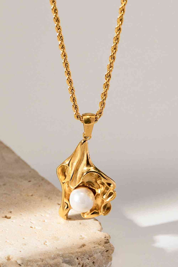 Pearl Pendant Gold Layering Necklace