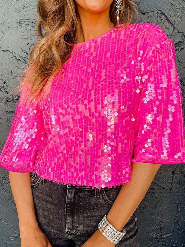 Pink Sequin Blouse