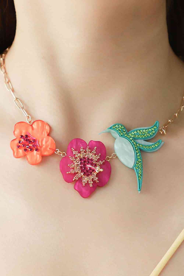 Flower & Bird Necklace