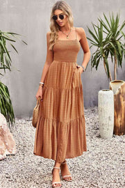 Smocked Laced Back Maxi Dress