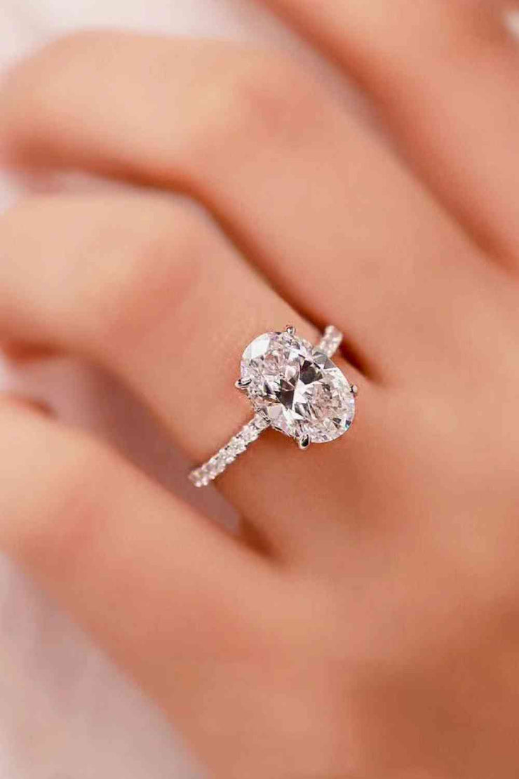 THE AVA Platinum-Plated 2 Carat Oval Moissanite Ring