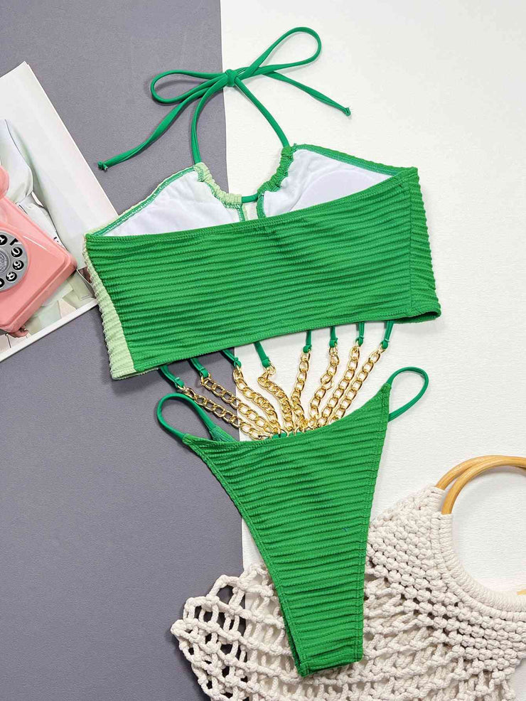 Chain Green One Piece Swimsuit