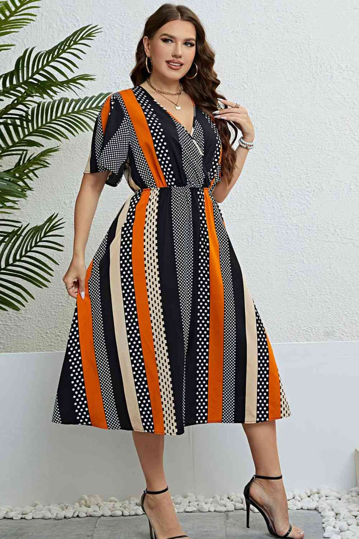 Mixed Print Striped Dress