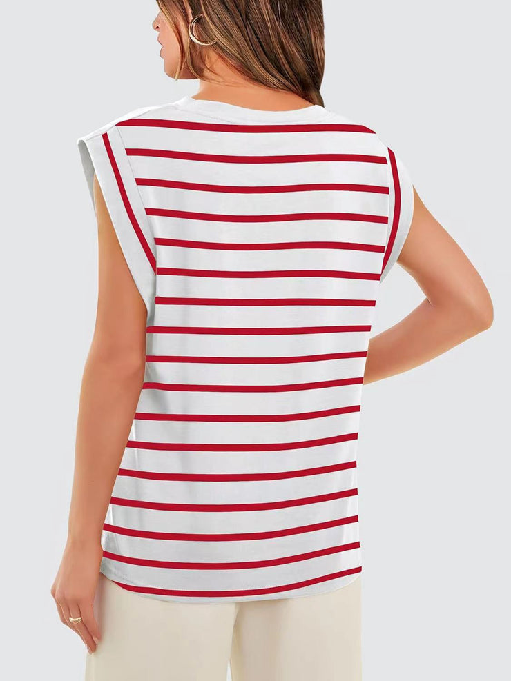 Striped Cap Sleeve T-Shirt