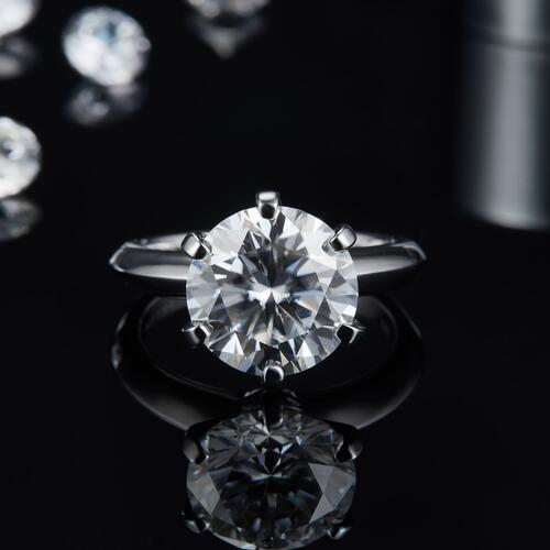 THE CARTIER 5 Carat Round Solitaire Moissanite Engagement Ring