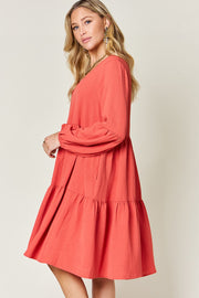 Balloon Sleeve Tiered Dress