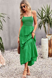 Smocked Laced Back Maxi Dress