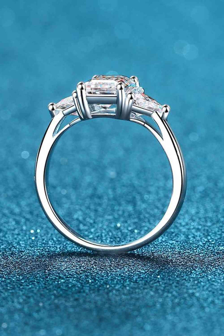 THE LAMAR 3 Carat Moissanite Three Stone Engagement Ring
