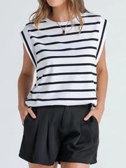 Striped Cap Sleeve T-Shirt