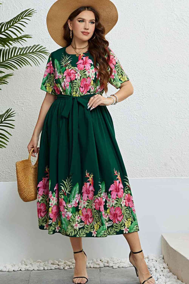 Women’s Plus Floral Green  Dress