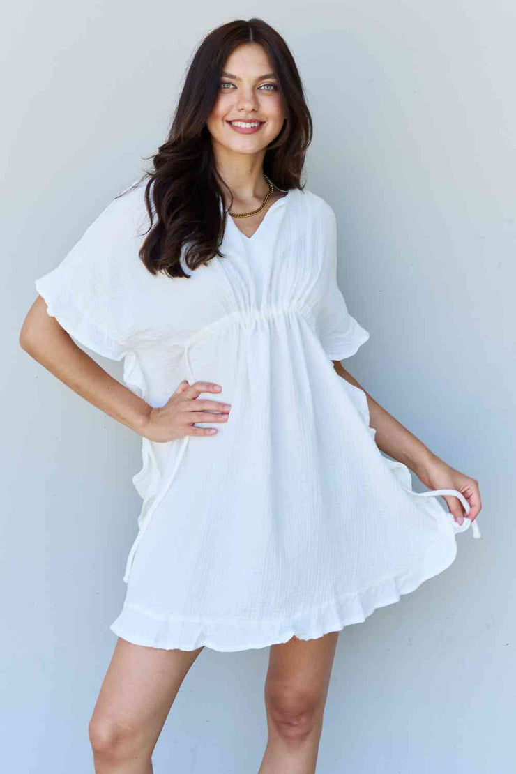 Ruffle Hem White Mini Dress