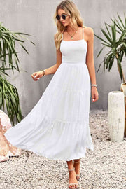 Smocked Laced Back Maxi Dress