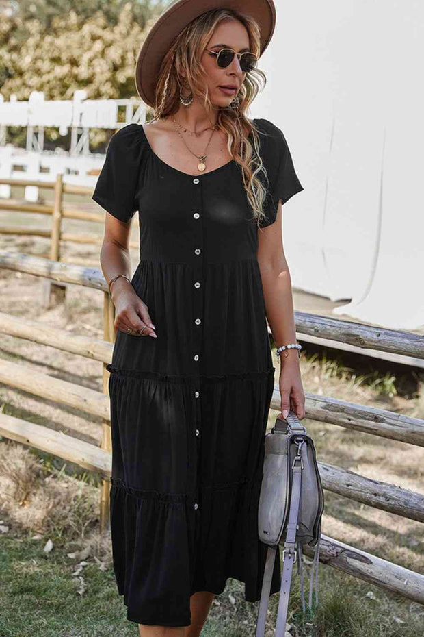 Buttoned Midi Dress