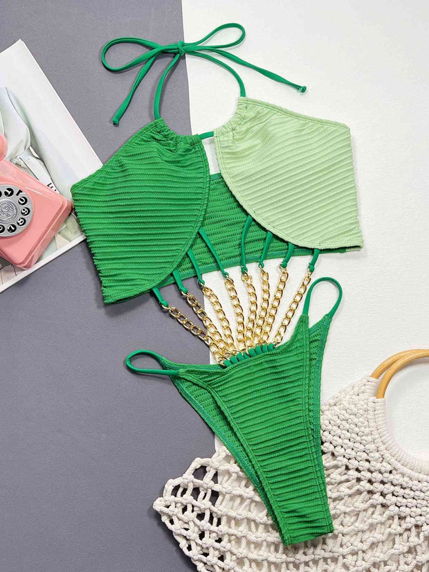 Chain Green One Piece Swimsuit