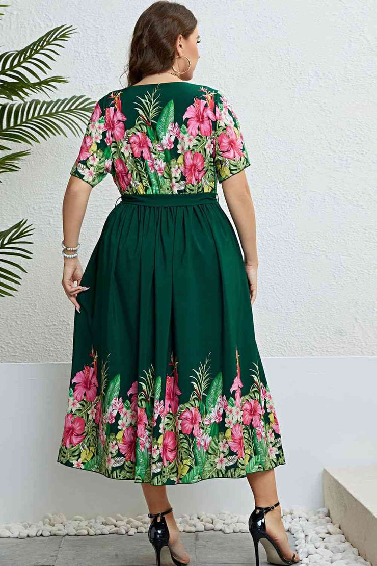 Women’s Plus Floral Green  Dress