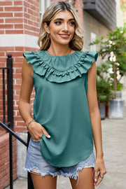 Ruffled Cap Sleeve Blouse