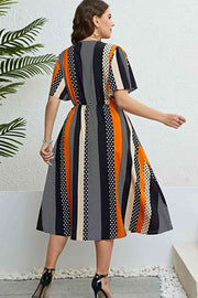 Mixed Print Striped Dress