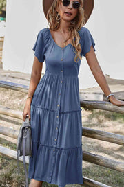 Buttoned Midi Dress