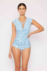 Floral Blue One Piece Swimsuit