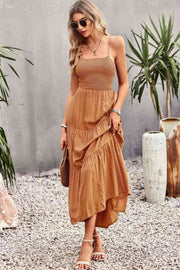 Smocked Laced Back Maxi Dress