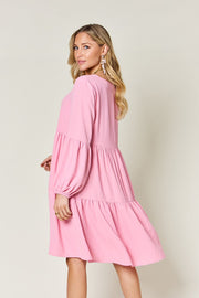 Balloon Sleeve Tiered Dress