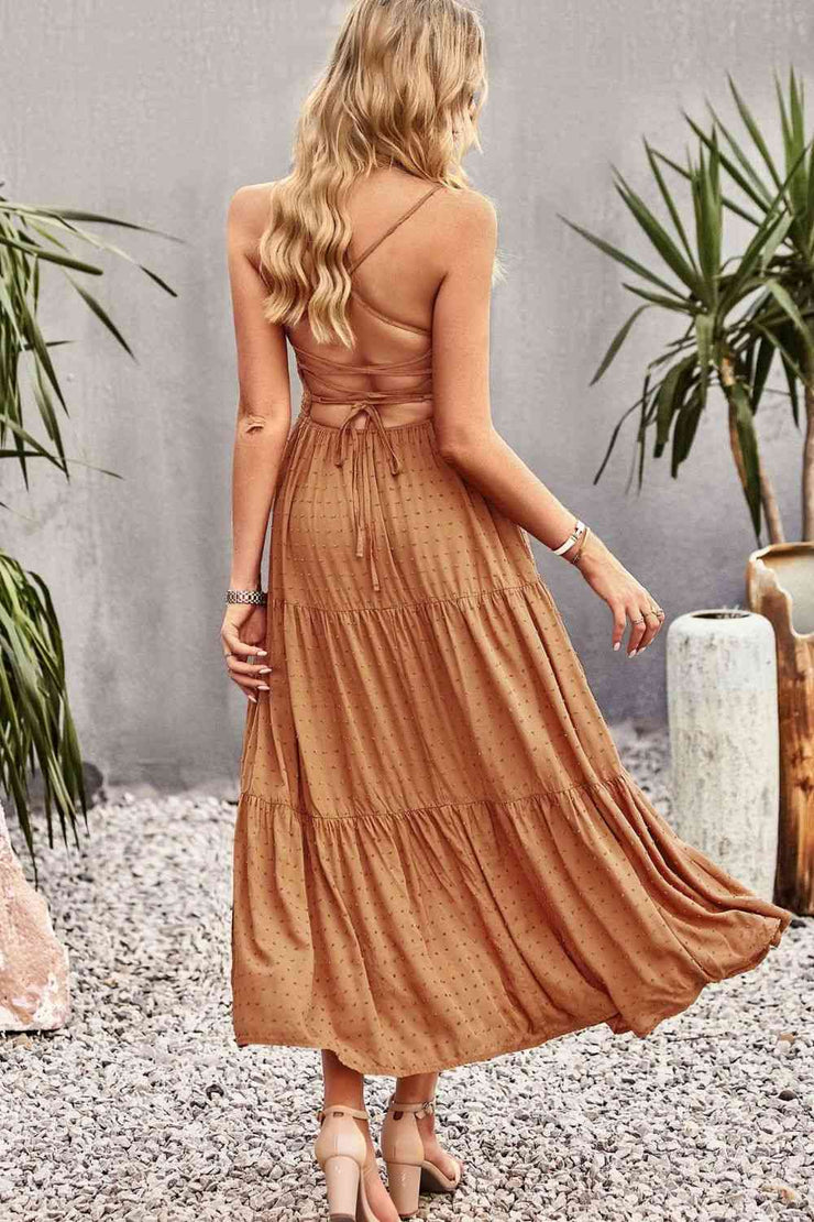 Smocked Laced Back Maxi Dress