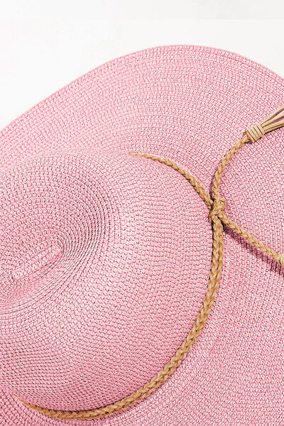 Pink Straw Fedora Hat