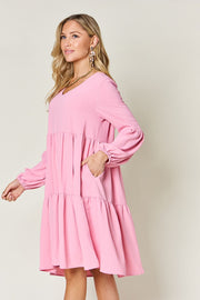 Balloon Sleeve Tiered Dress