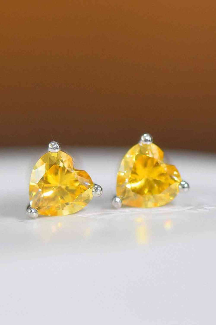 THE CAREY 2 Carat Yellow Heart Moissanite Platinum-Plated Earrings